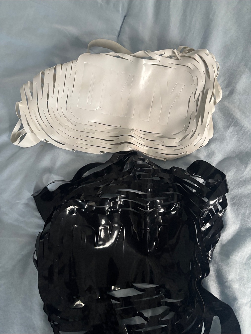 Vintage DKNY White and Black Cutout PVC SWIN Bag Set